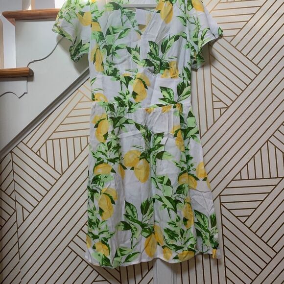 Loft Lemon Flutter V-Neck Pocket Dress NWT - Picture 5 of 8